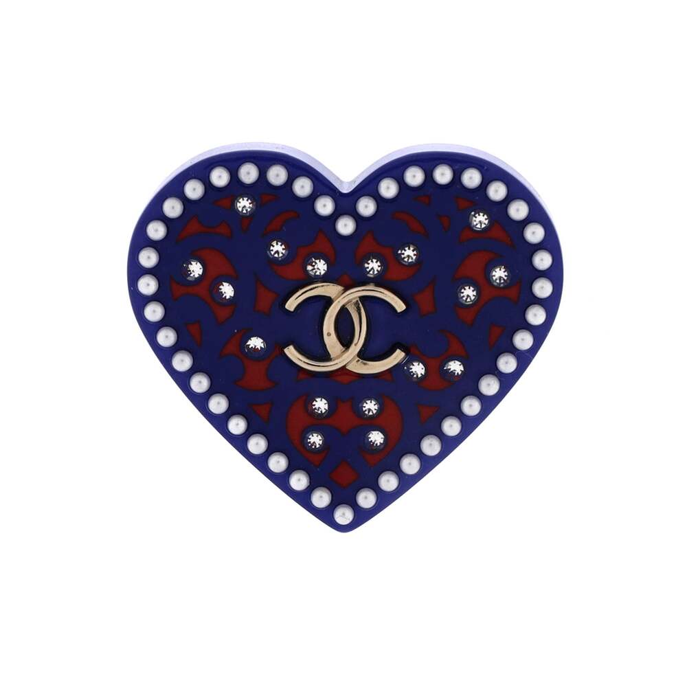Chanel Cc Heart Brooch Resin With Faux #249898C61B